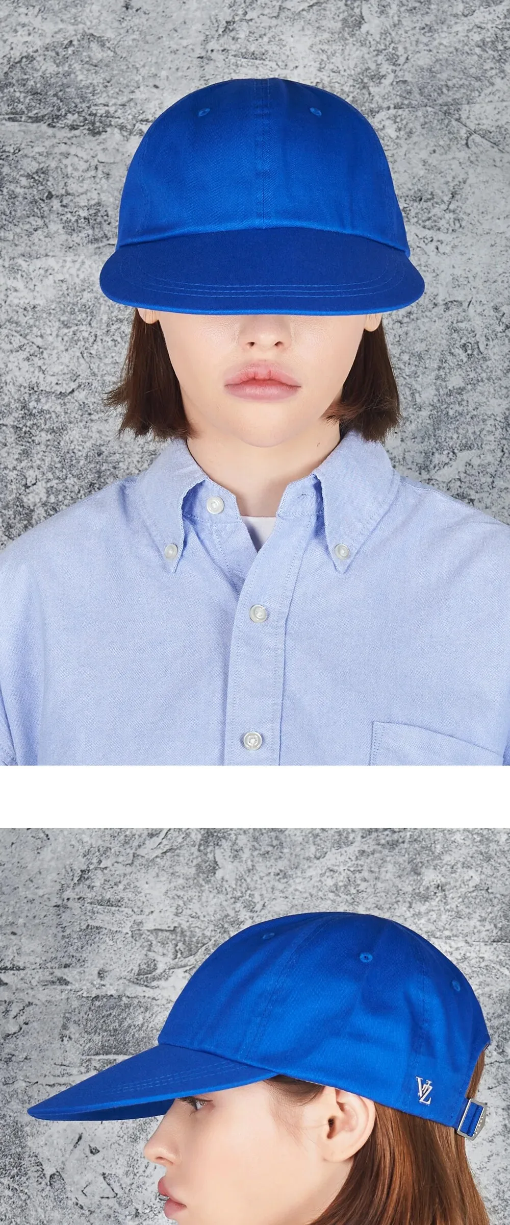 VARZAR Ordinary Oversized Cotton Ball Cap Blue Detail