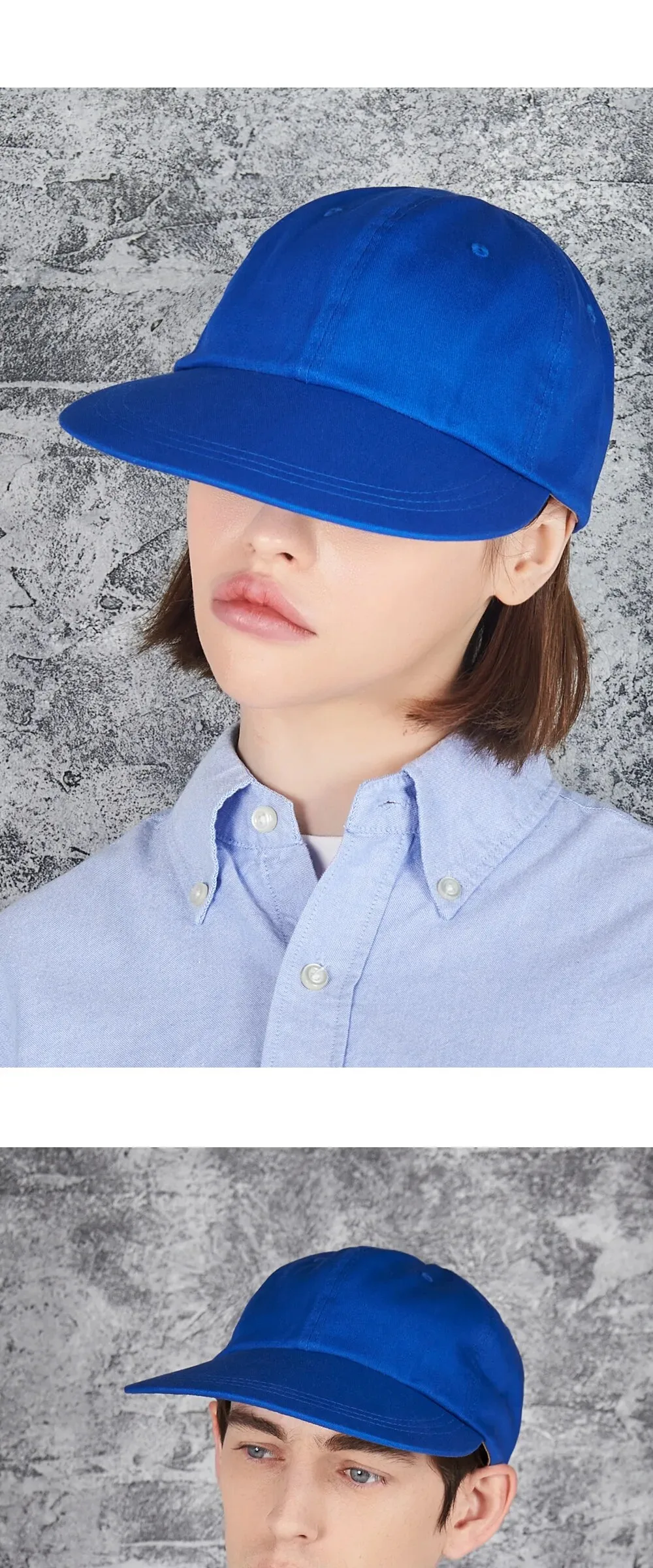 VARZAR Ordinary Oversized Cotton Ball Cap Blue Detail