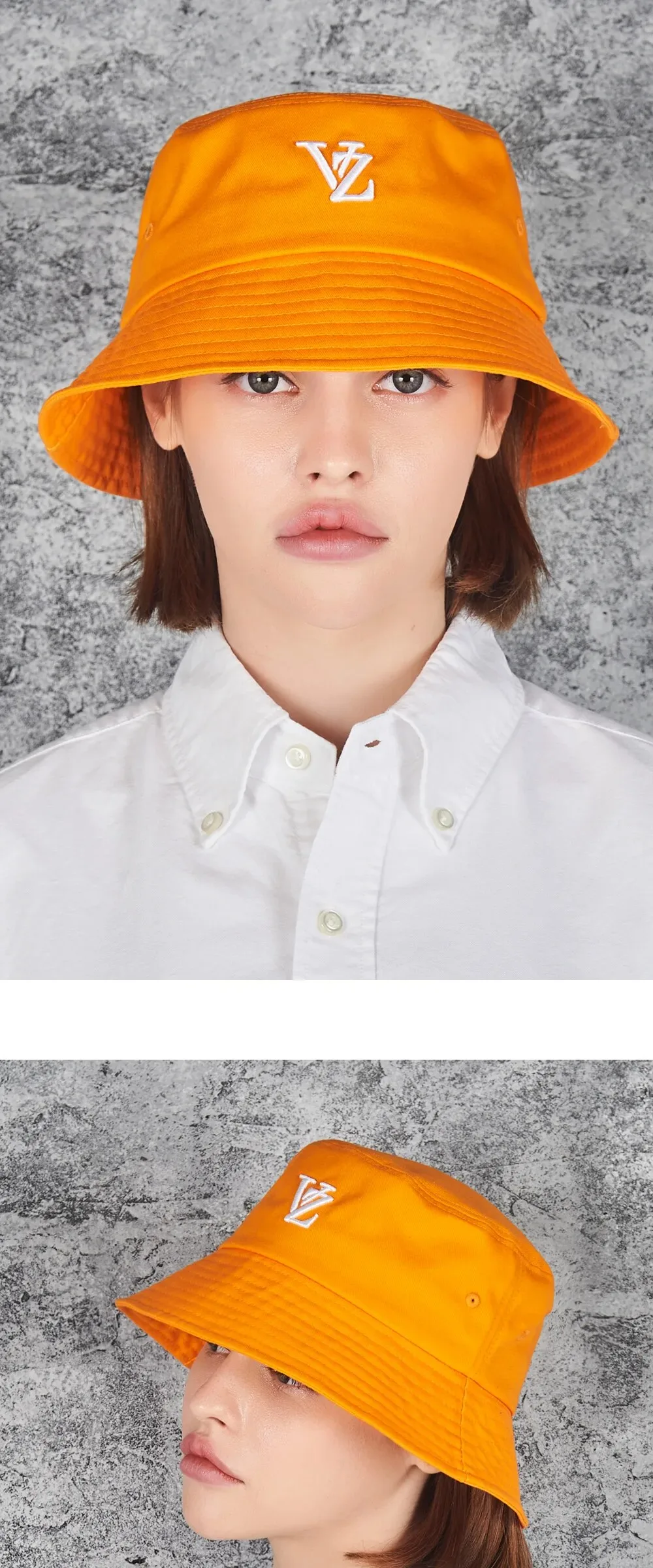 VARZAR 3D Monogram Color Bucket Hat Orange Detail