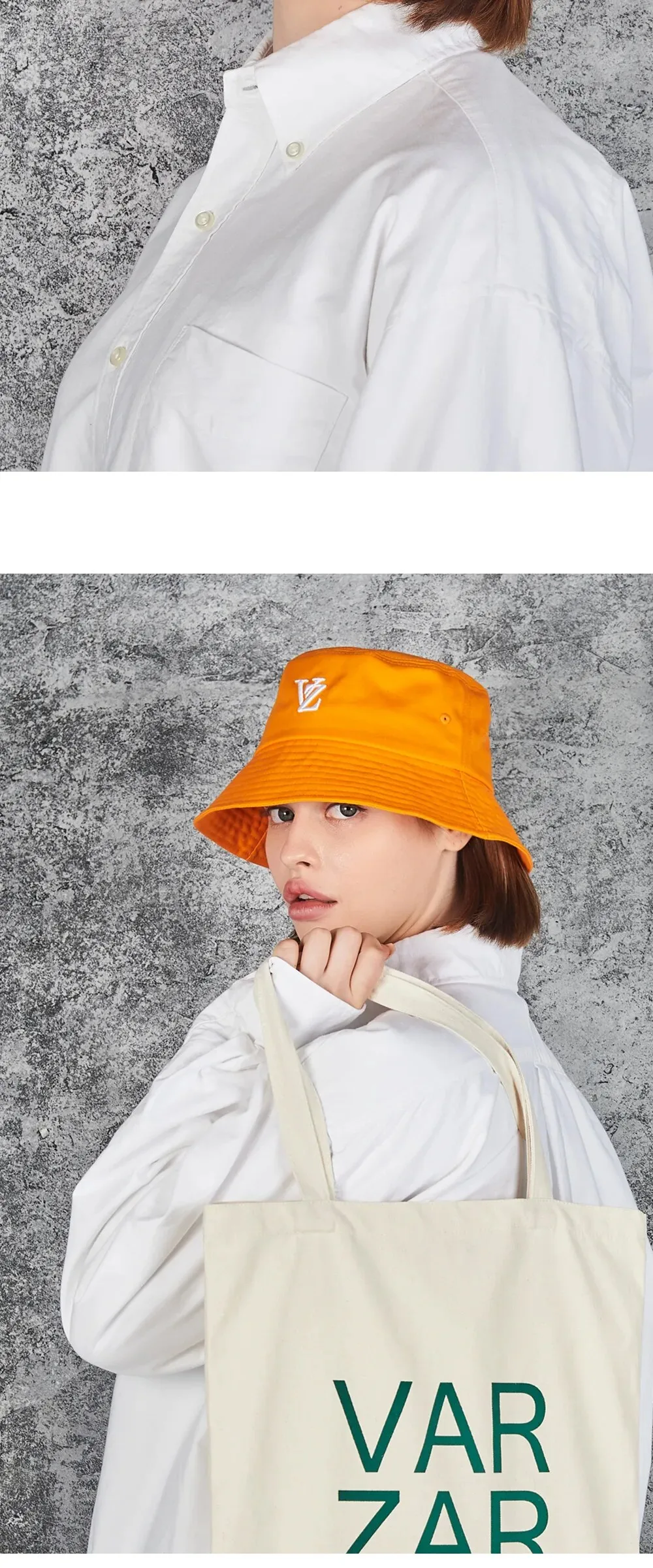 VARZAR 3D Monogram Color Bucket Hat Orange Detail