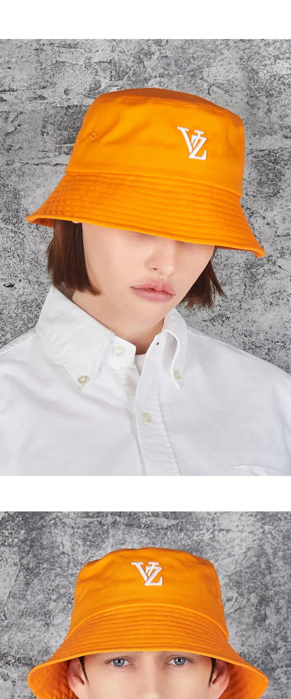 VARZAR 3D Monogram Color Bucket Hat Orange Detail