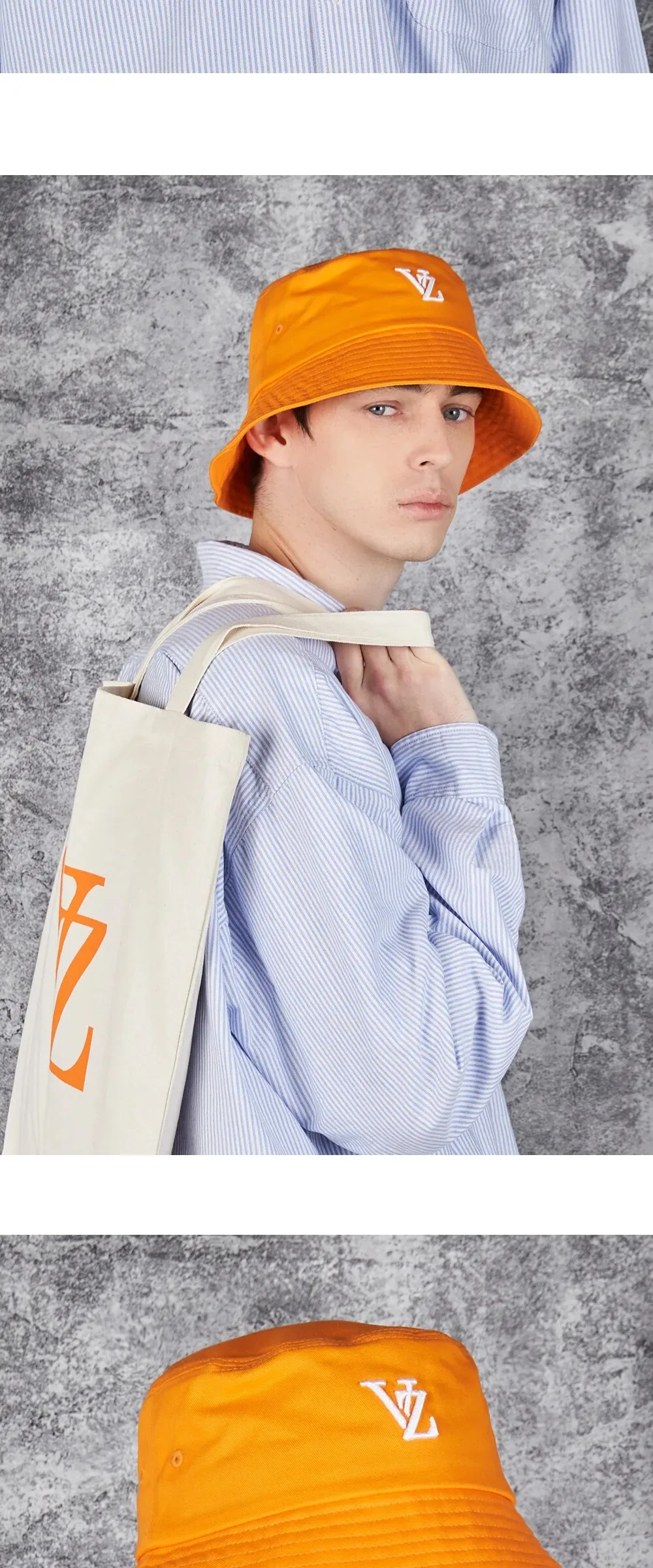 VARZAR 3D Monogram Color Bucket Hat Orange Detail