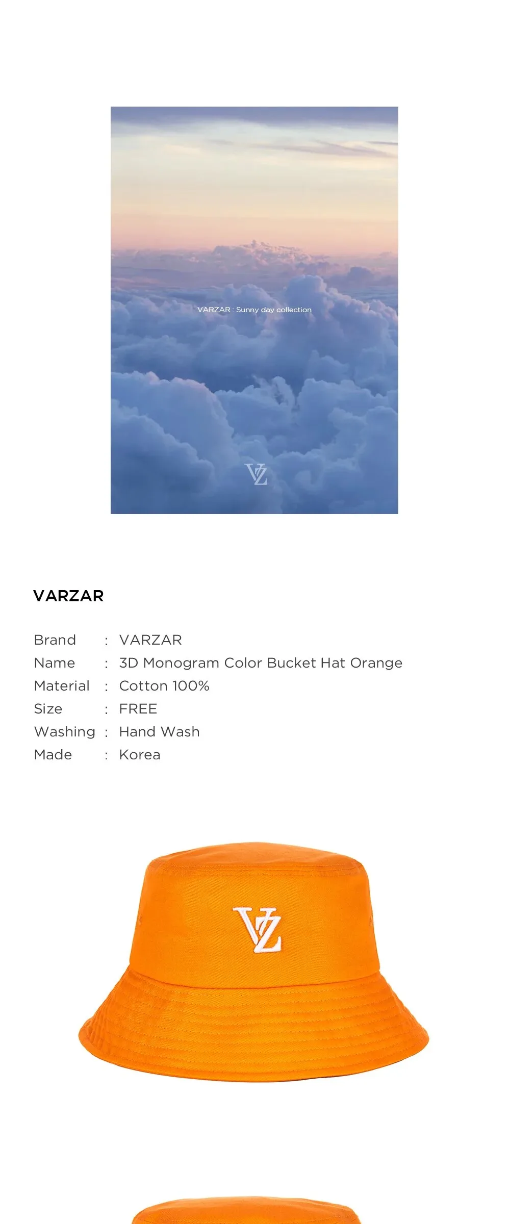 VARZAR 3D Monogram Color Bucket Hat Orange Detail