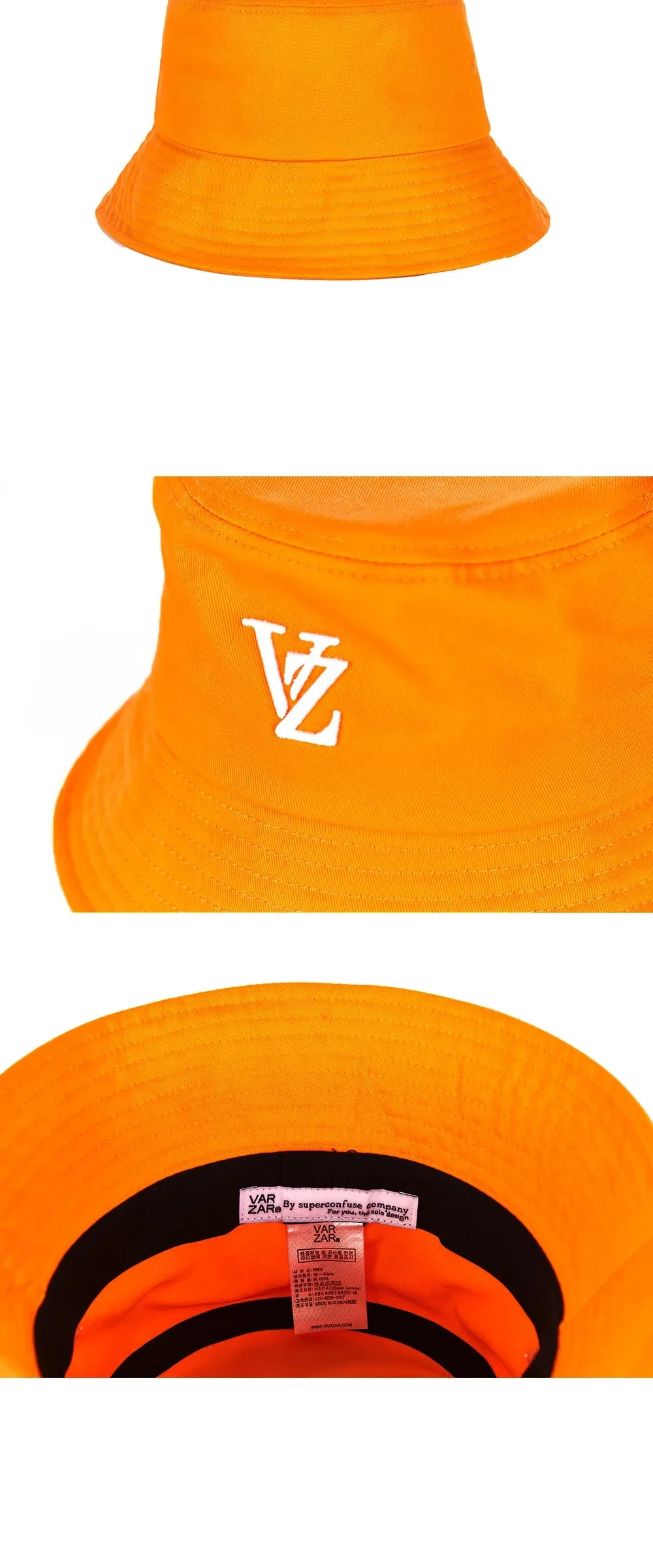 VARZAR 3D Monogram Color Bucket Hat Orange Detail