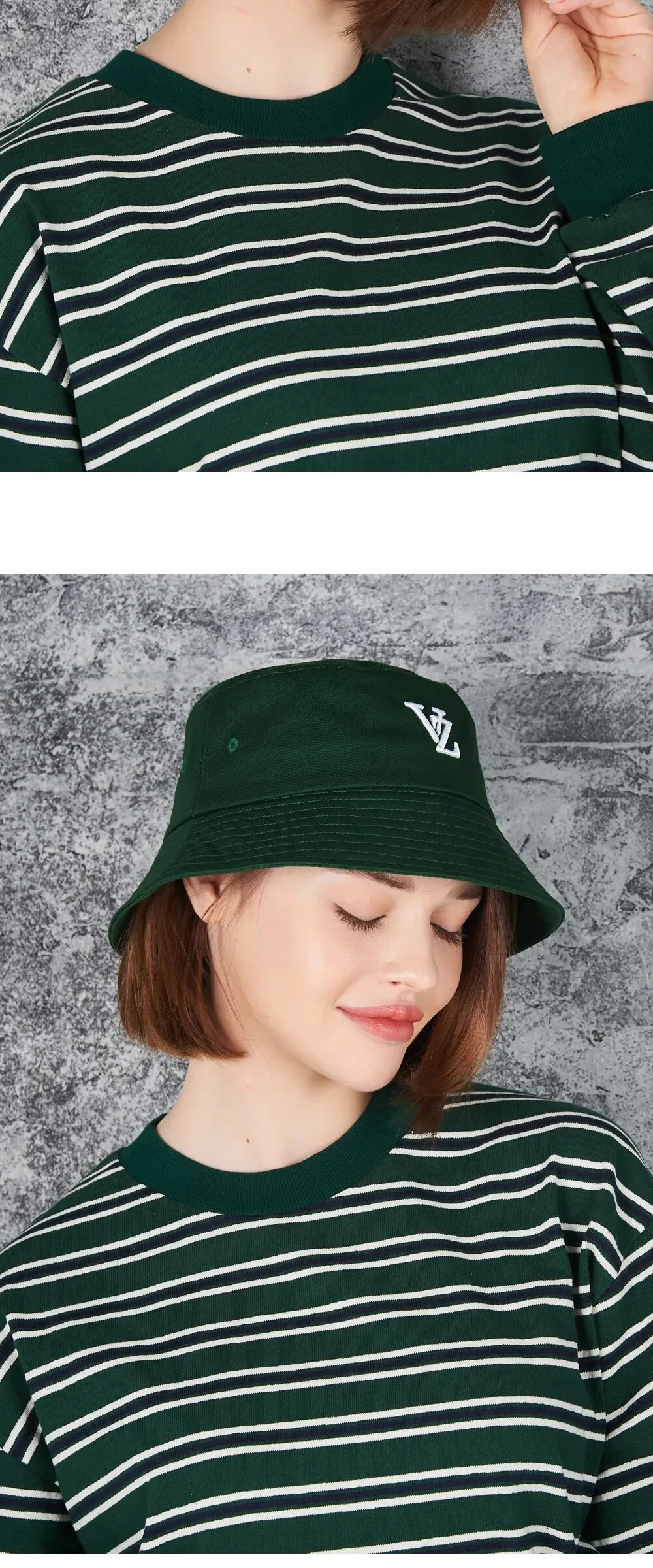 VARZAR 3D Monogram Color Bucket Hat Green Detail
