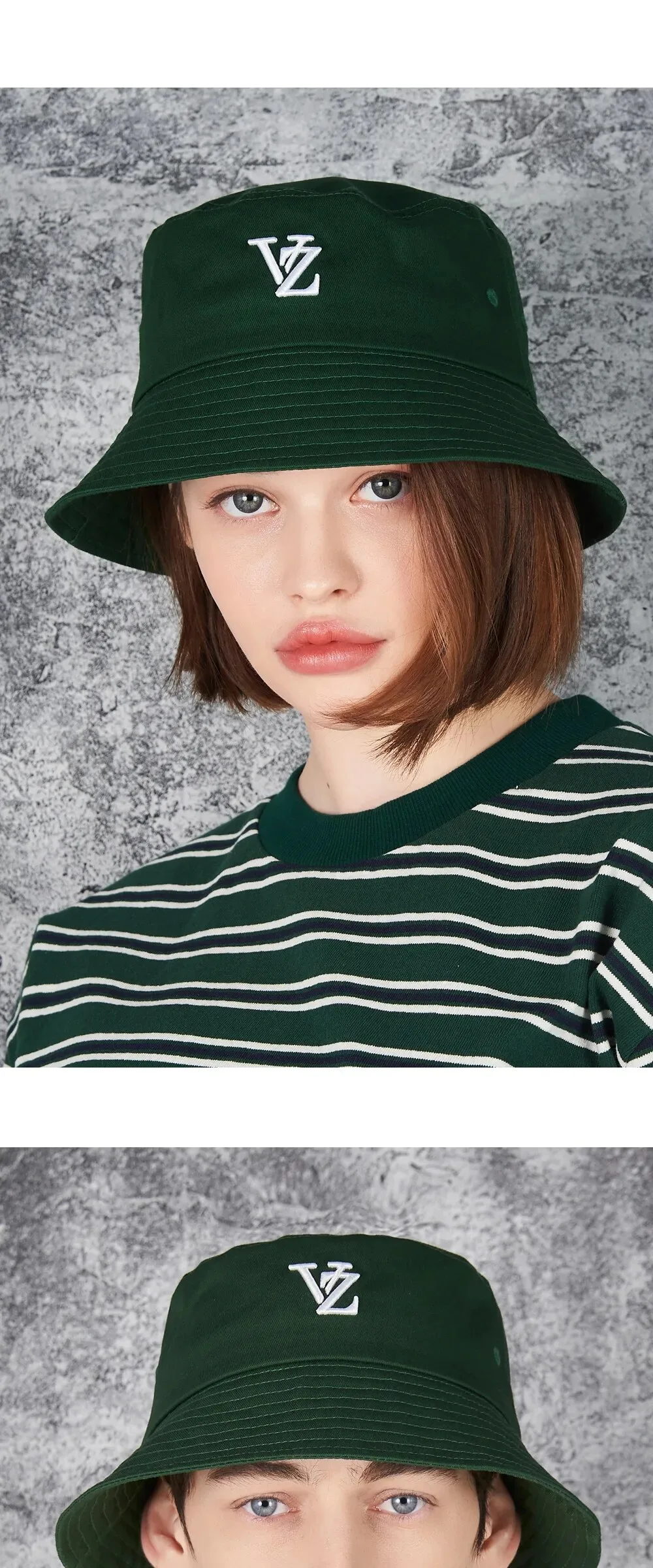 VARZAR 3D Monogram Color Bucket Hat Green Detail