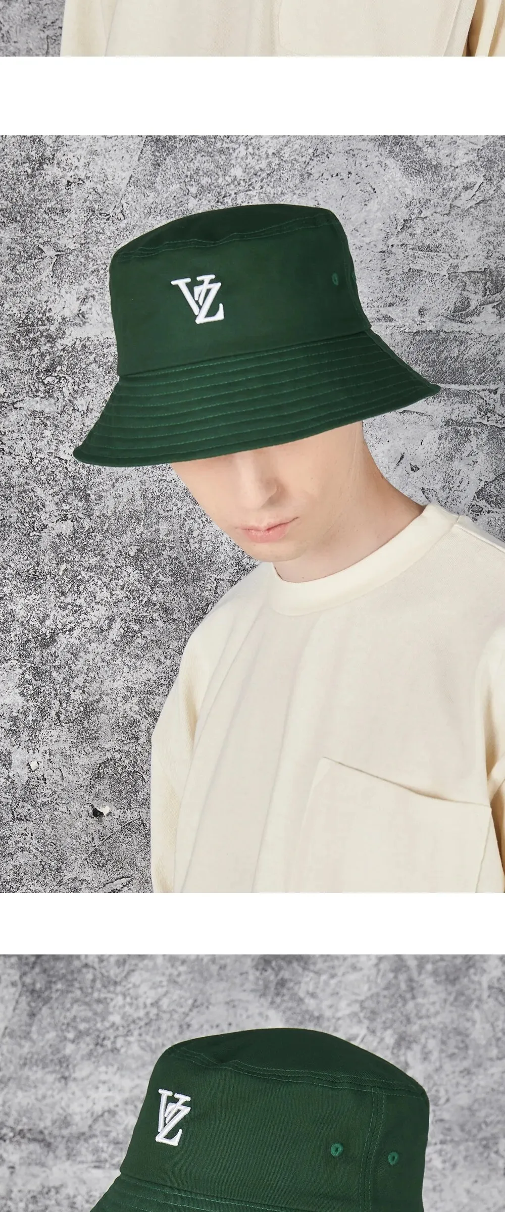 VARZAR 3D Monogram Color Bucket Hat Green Detail