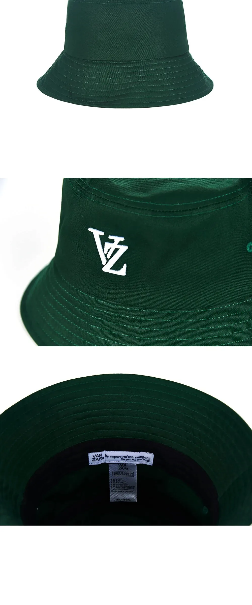 VARZAR 3D Monogram Color Bucket Hat Green Detail