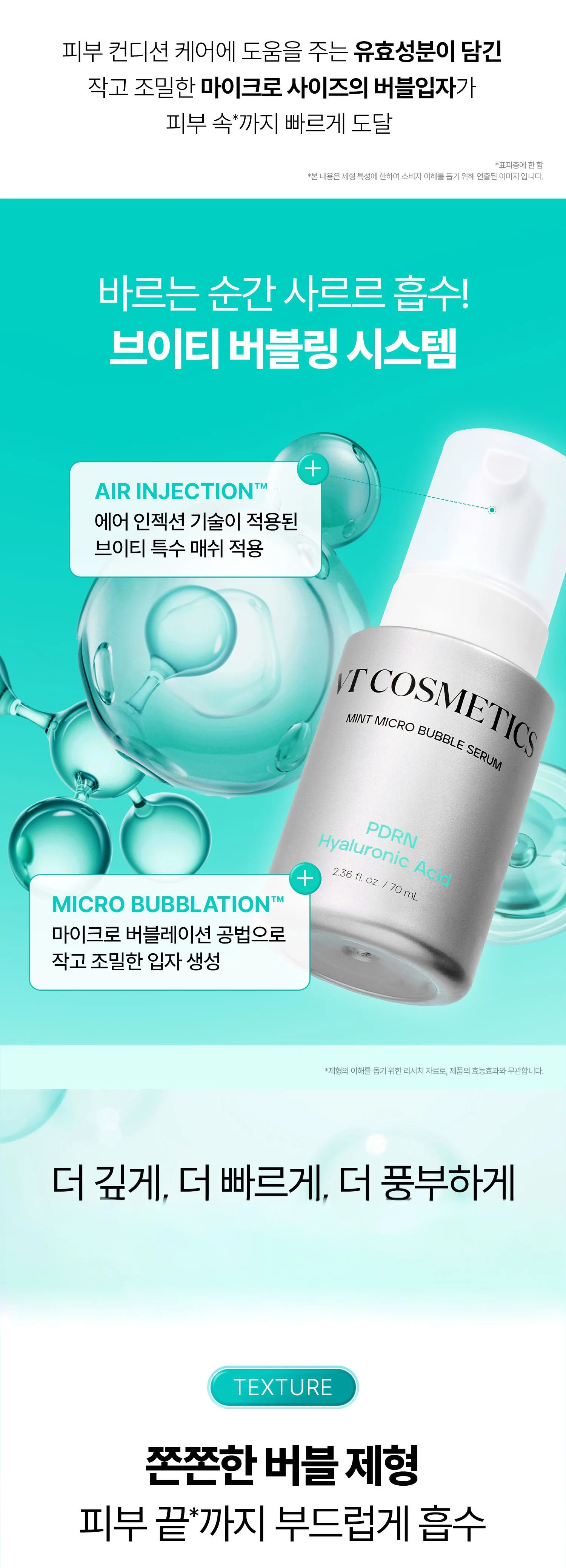 VT Cosmetic PDRN Hyaluronic Acid Mint Micro Bubble Serum 70ml x 3 Pack Detail