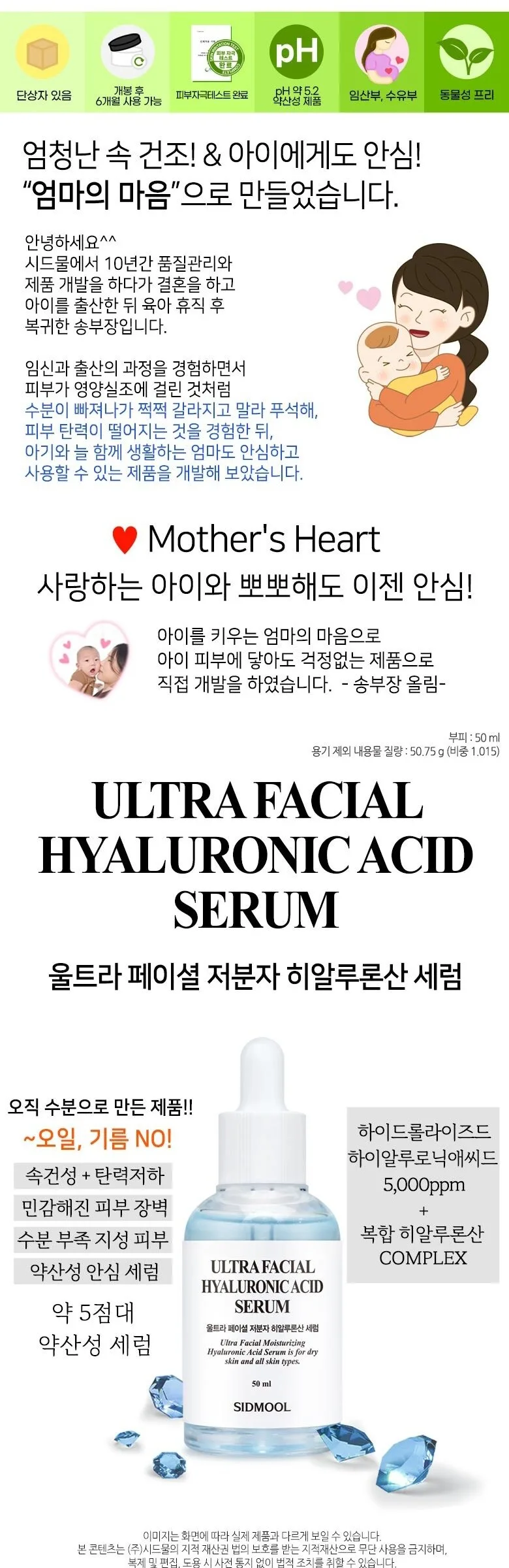 SIDMOOL ULTRA FACIAL HYALURONIC ACID SERUM 50ml Detail