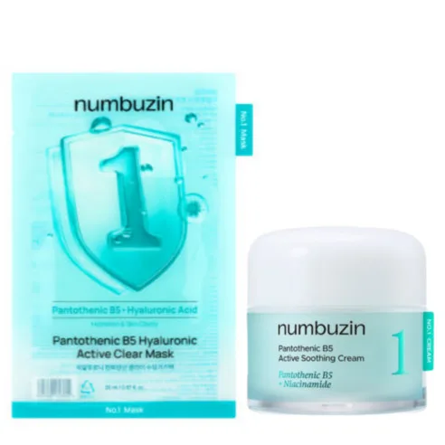numbuzin Pantothenic B5 Hyaluronic Active Clear Mask 10sheets + Pantothenic B5 Active Soothing Cream 80ml
