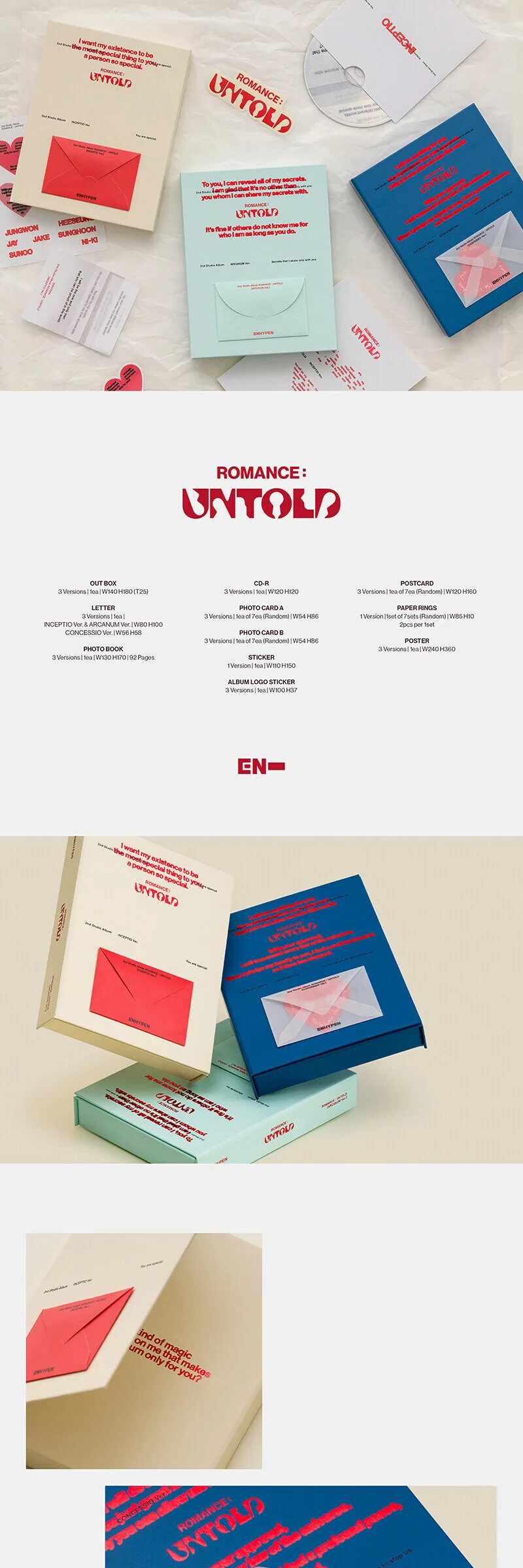 ENHYPEN ROMANCE : UNTOLD Set (Album 3 Versions) Detail