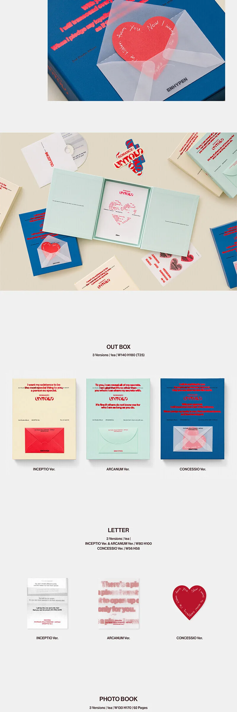 ENHYPEN ROMANCE : UNTOLD Set (Album 3 Versions) Detail