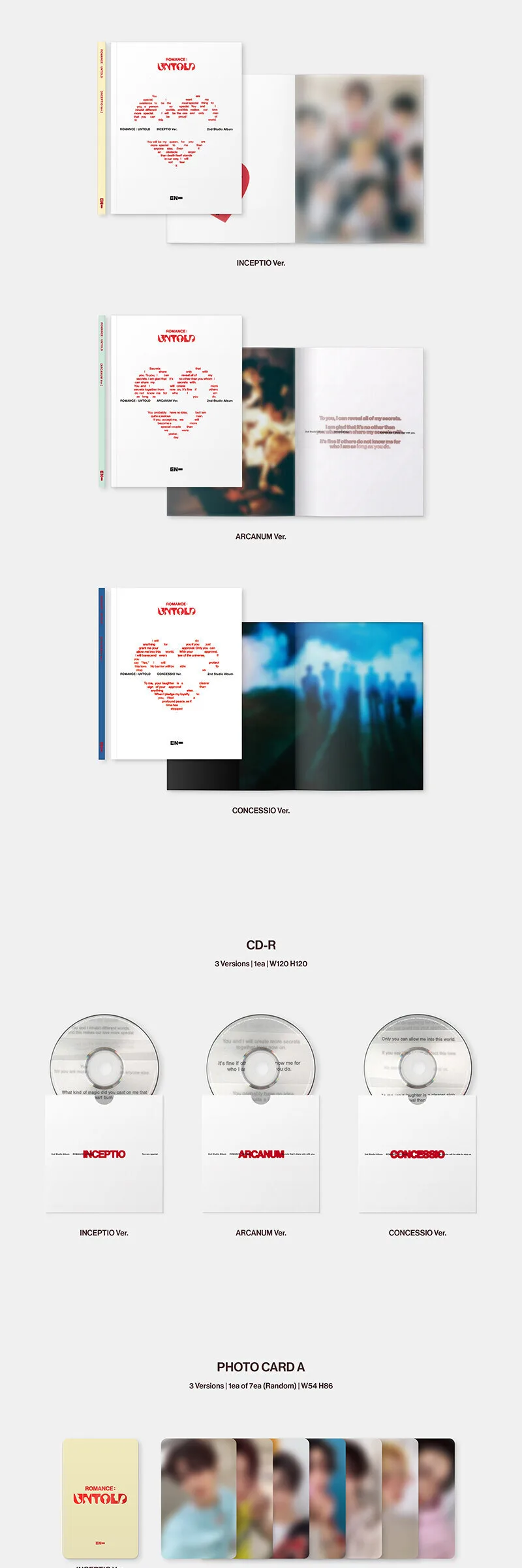 ENHYPEN ROMANCE : UNTOLD Set (Album 3 Versions) Detail