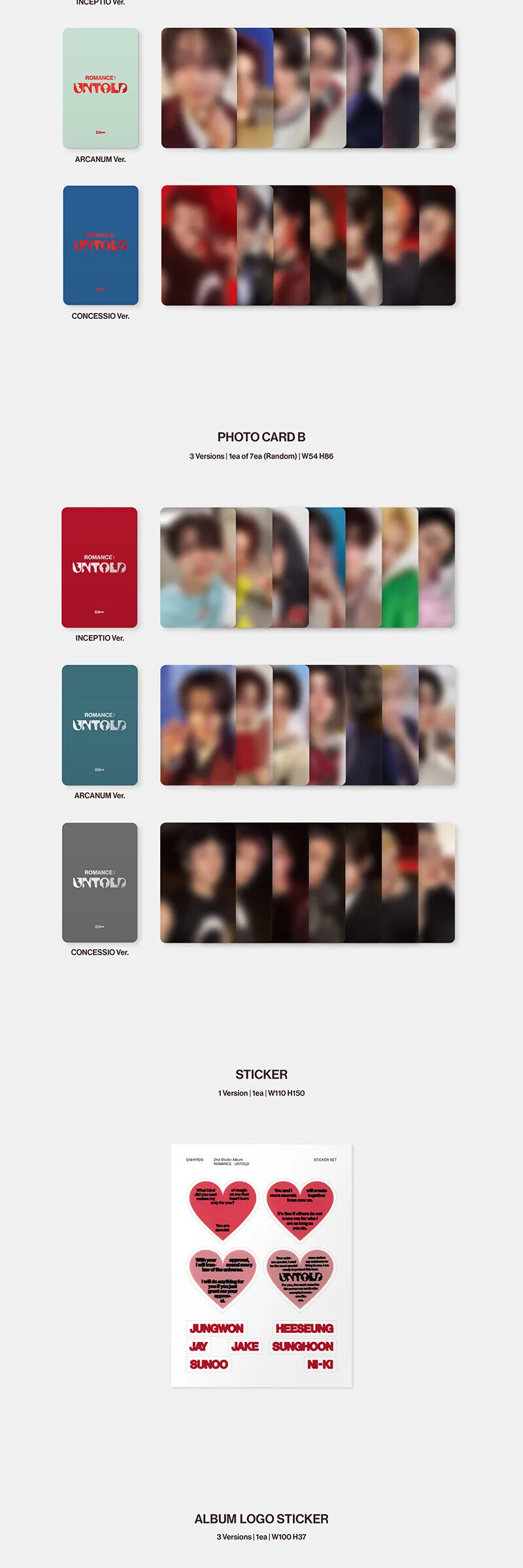 ENHYPEN ROMANCE : UNTOLD Set (Album 3 Versions) Detail