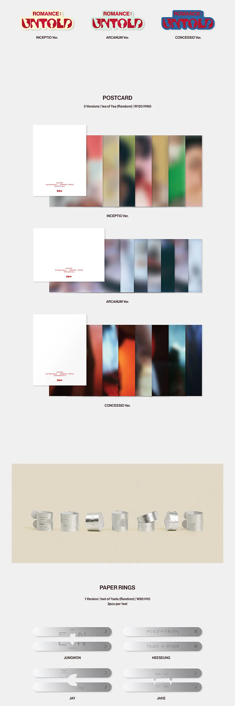ENHYPEN ROMANCE : UNTOLD Set (Album 3 Versions) Detail