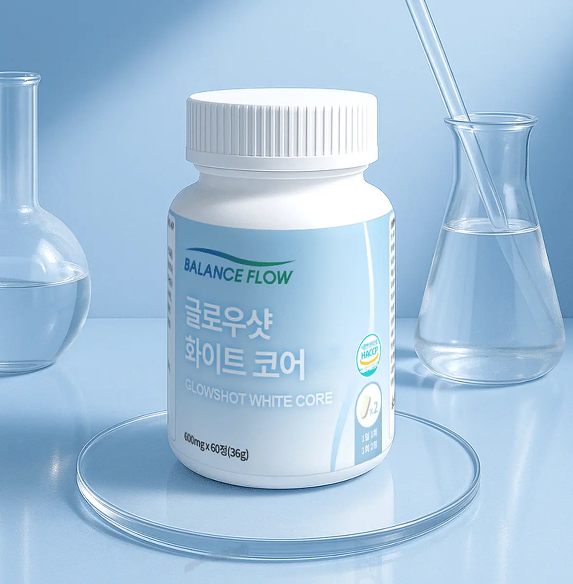 BALANCE FLOW Glowshot White Core +C Liposome Glutathione 600mg x 60 Tablets