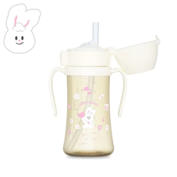GROSMIMI Knotted PPSU Baby Straw Cup Cream Bunny 300mL