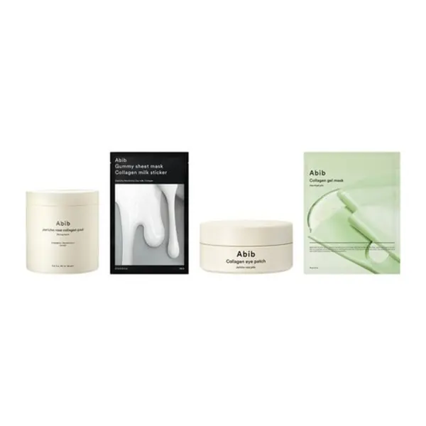 Abib Jericho Rose Collagen Pad 250ml + Gummy Sheet Mask Collagen Milk Sticker 10 Sheets + Abib Collagen Eye Patch Resurrection Jelly 90g (60 Patches) + Abib Collagen Gel Mask