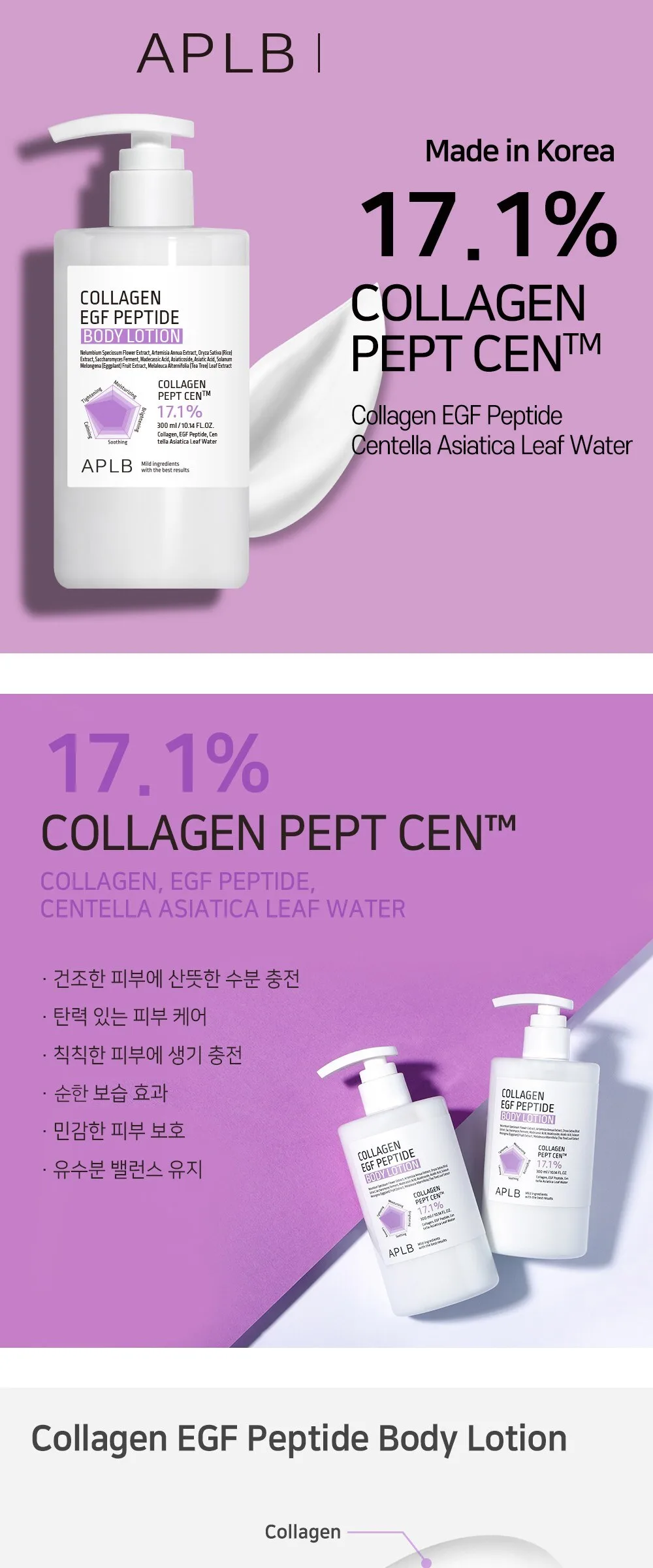 APLB COLLAGEN EGF PEPTIDE BODY LOTION 300ml Detail