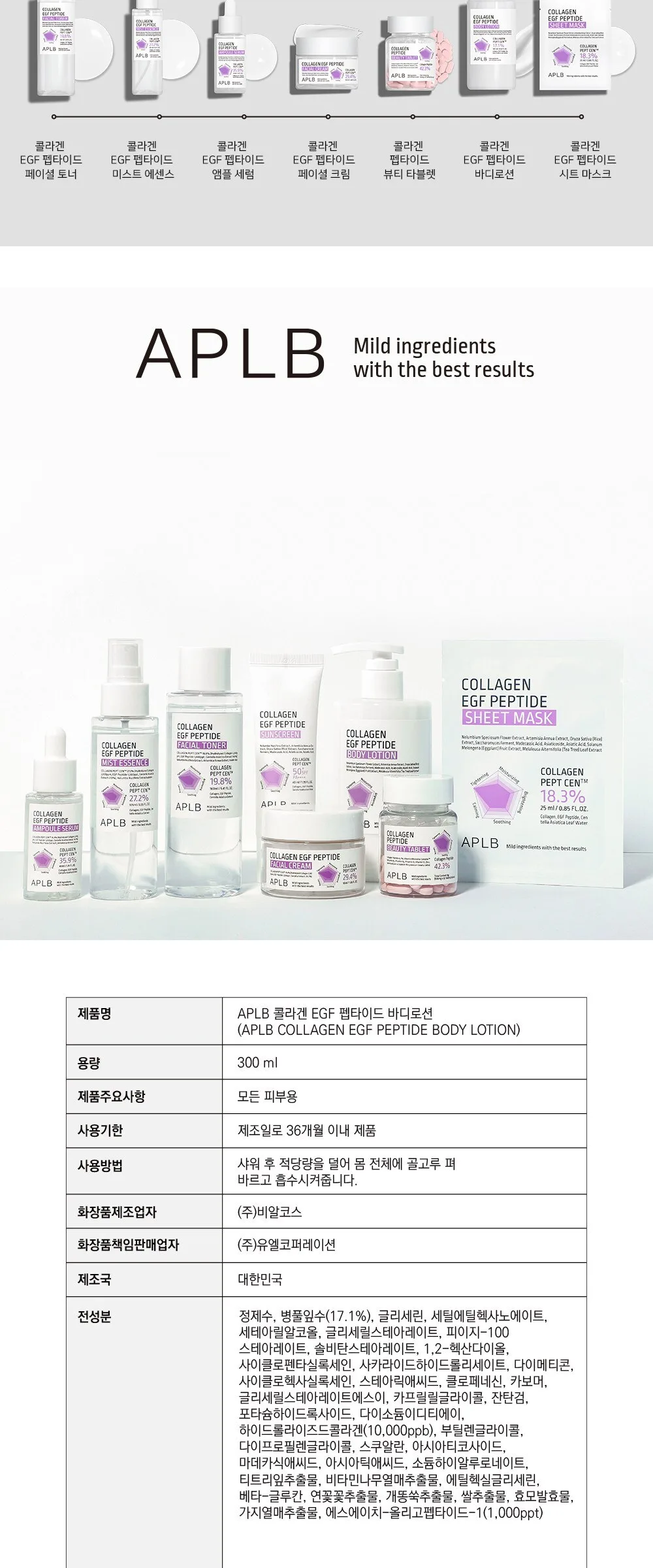 APLB COLLAGEN EGF PEPTIDE BODY LOTION 300ml Detail