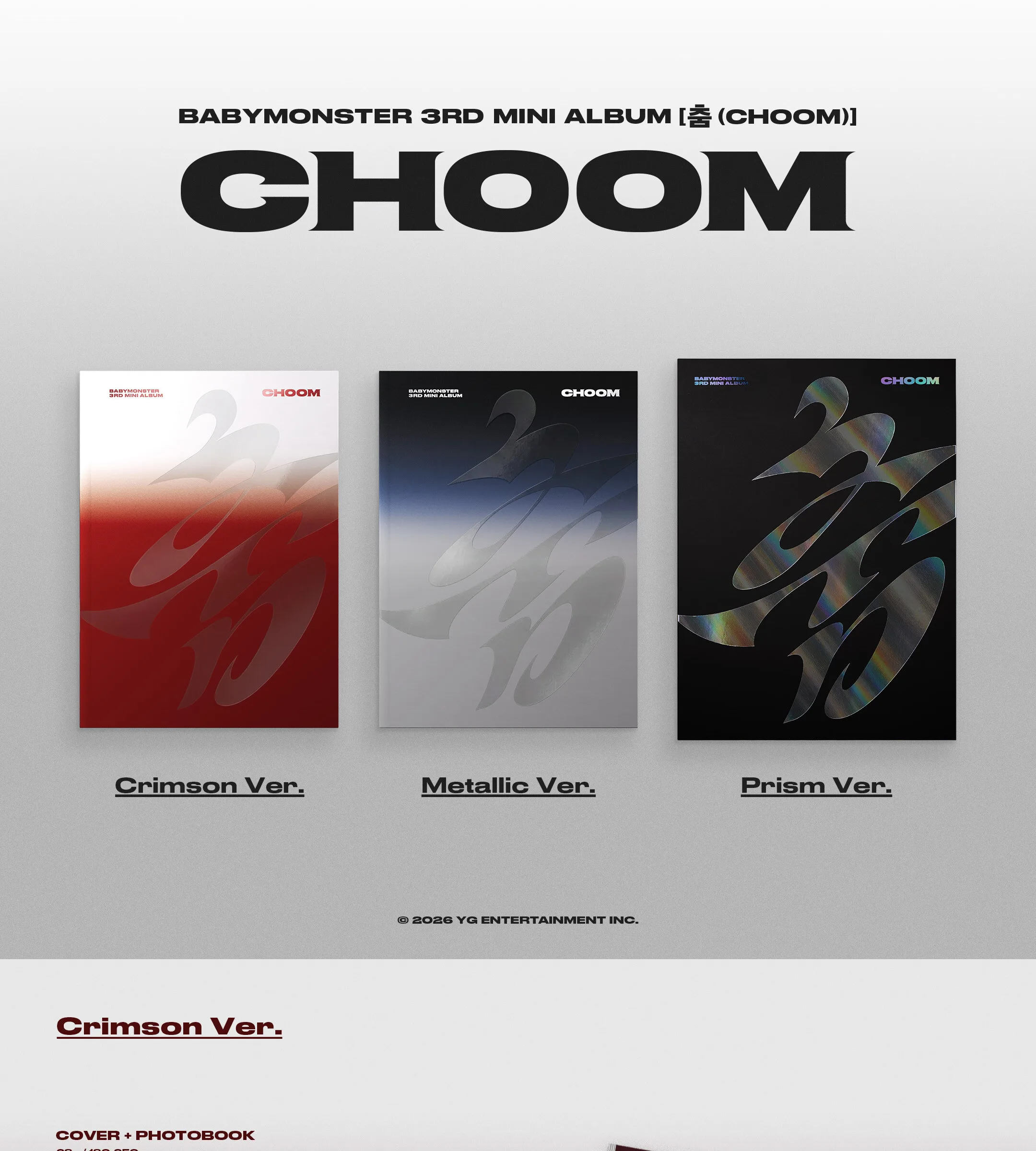 BABYMONSTER 3rd MINI ALBUM CHOOM Crimson Metallic Prism Ver. SET Detail