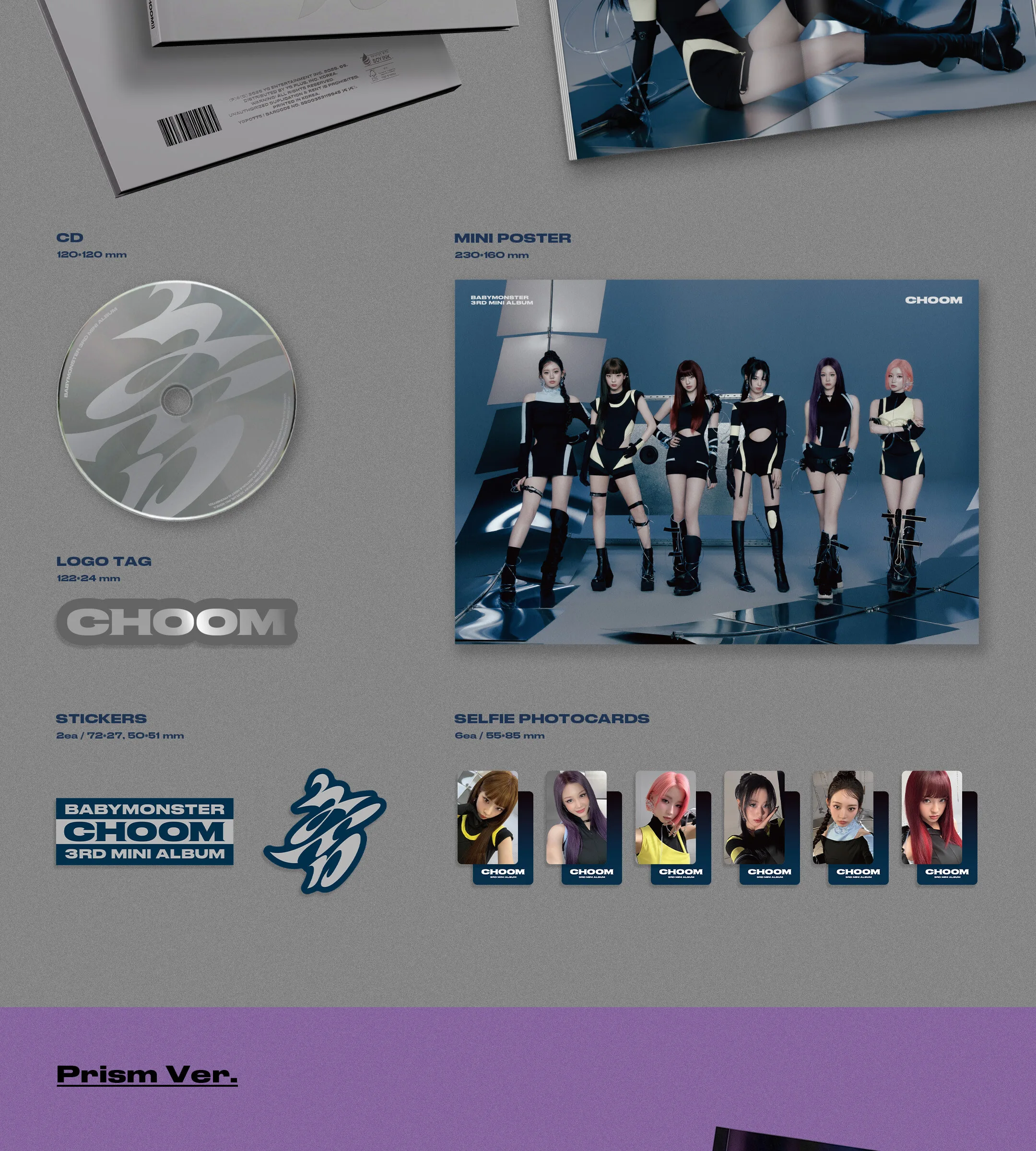 BABYMONSTER 3rd MINI ALBUM CHOOM Crimson Metallic Prism Ver. SET Detail