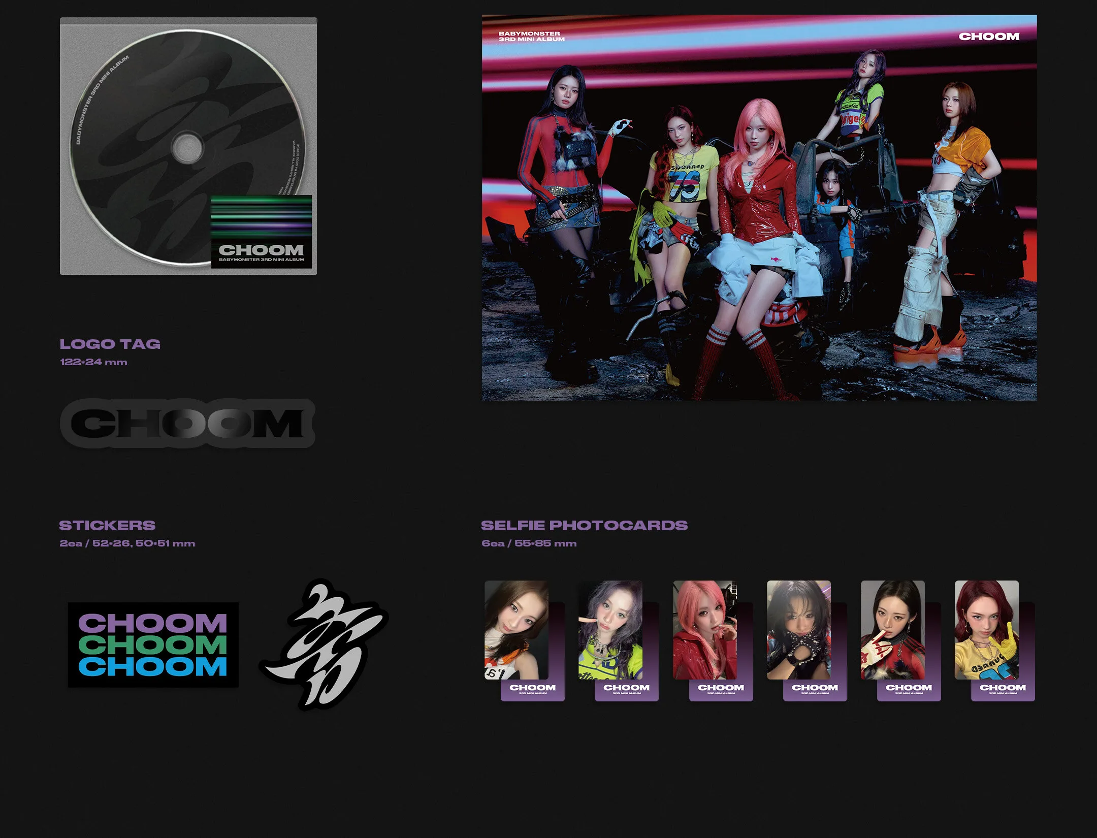 BABYMONSTER 3rd MINI ALBUM CHOOM Crimson Metallic Prism Ver. SET Detail