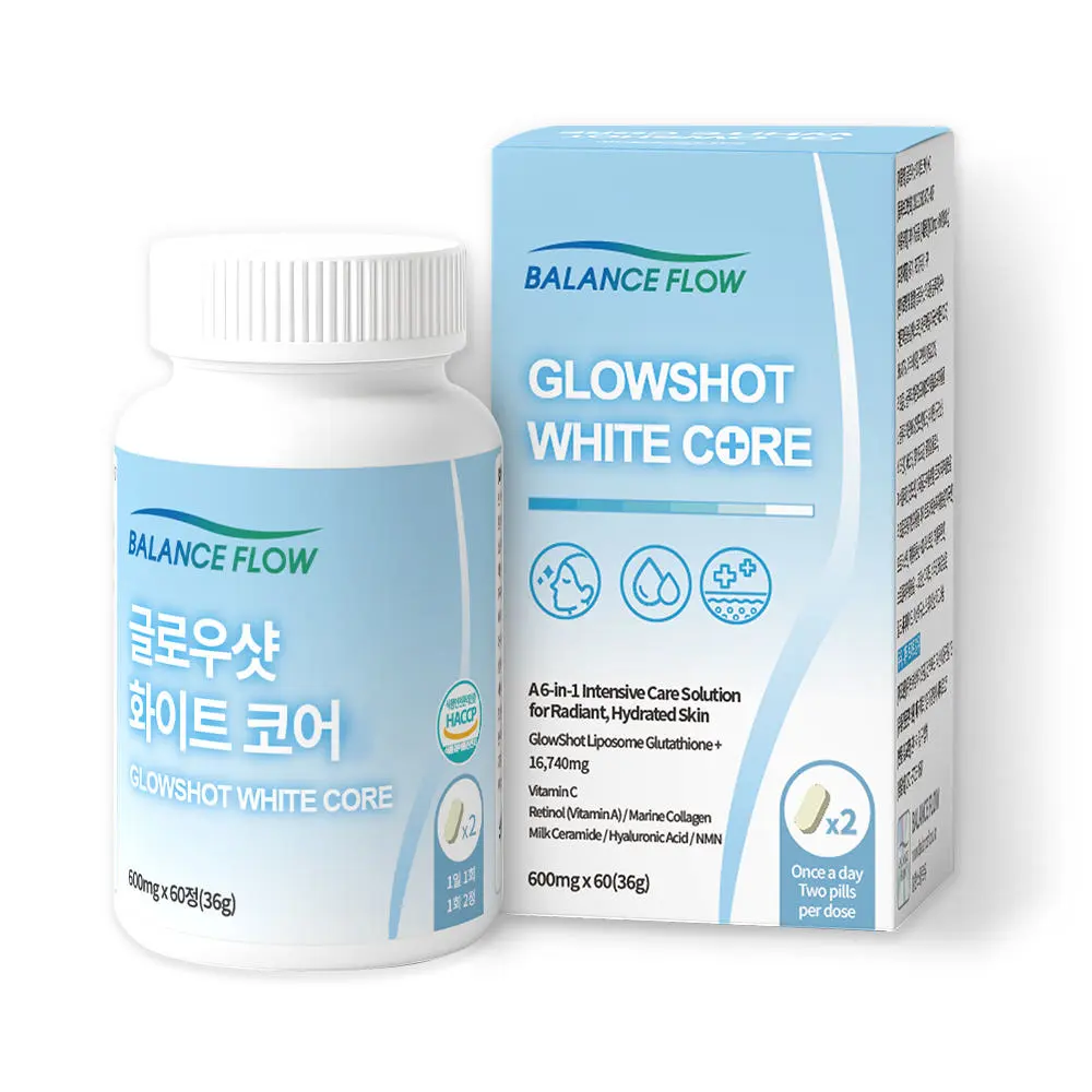 BALANCE FLOW Glowshot White Core +C Liposome Glutathione 600mg x 60 Tablets