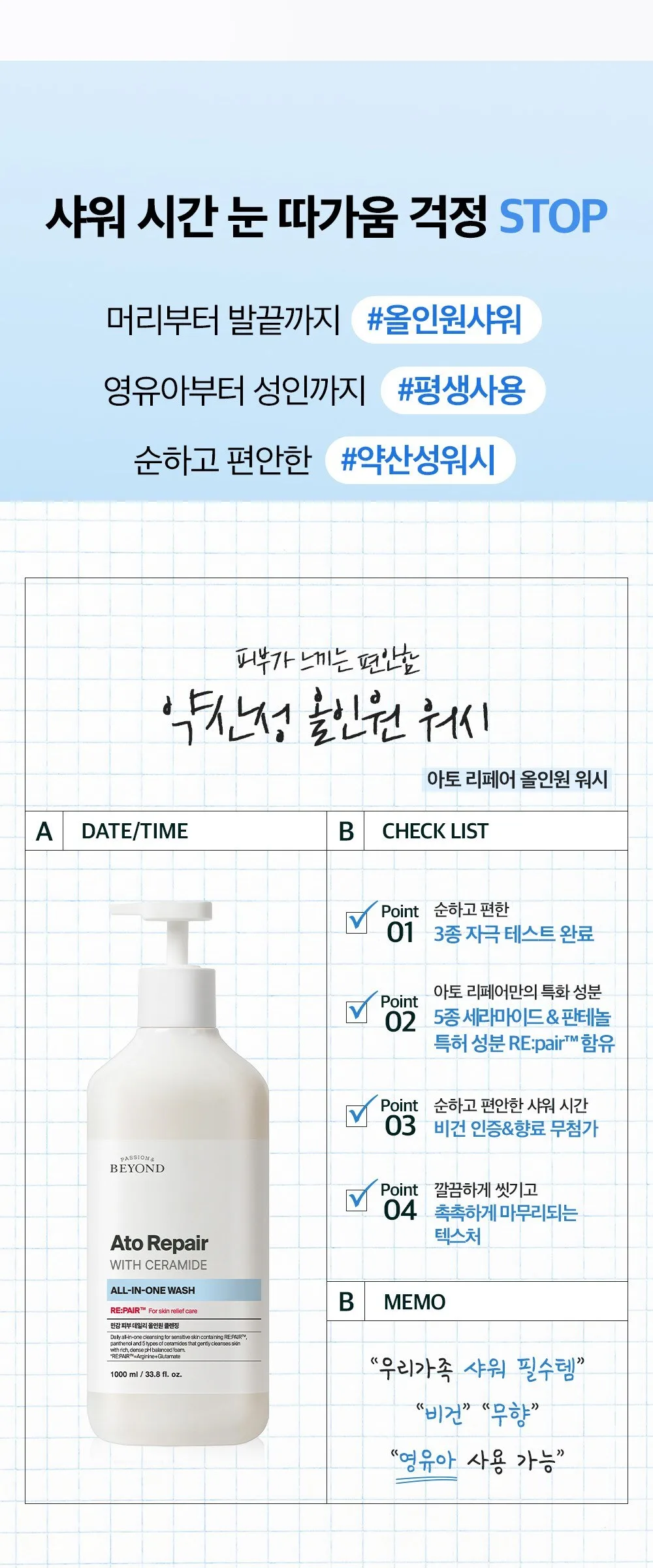 BEYOND Ato Repair With Ceramide All-In-One Wash 1000ml Detail