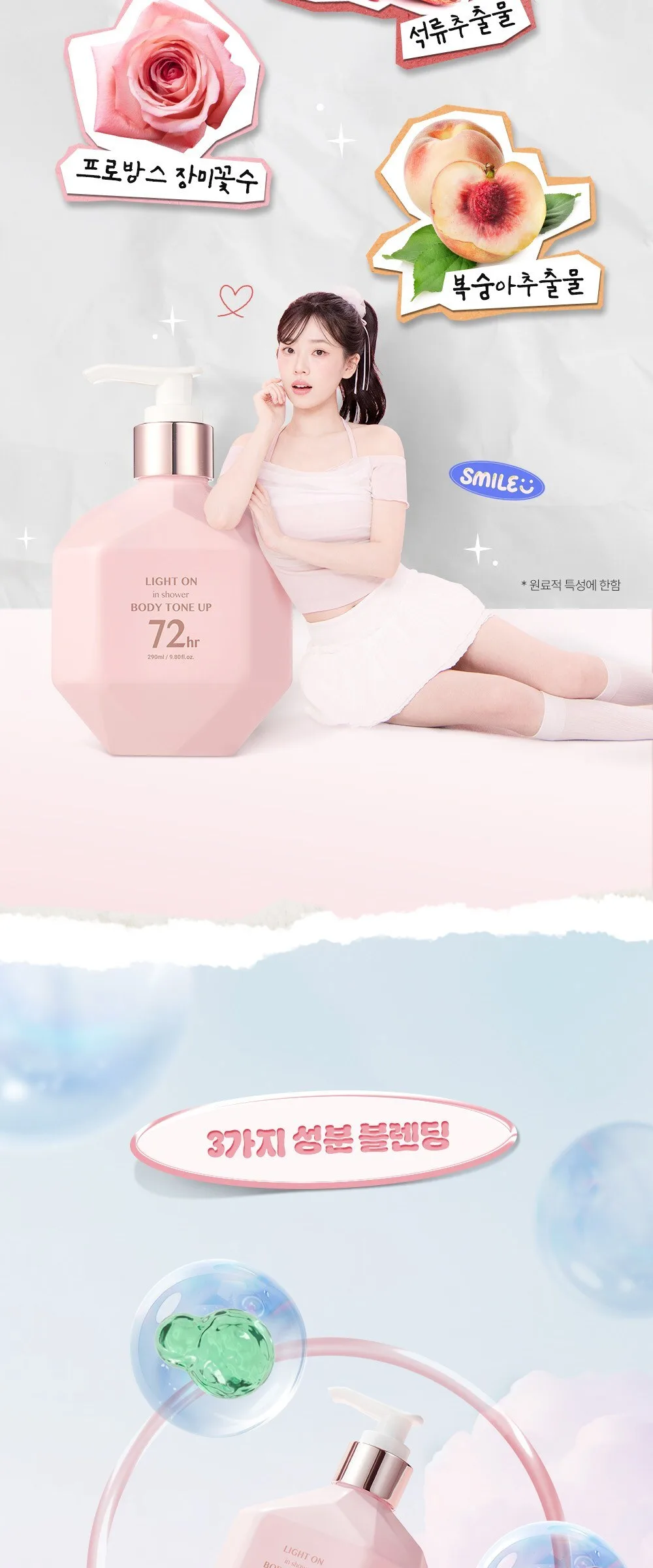 BOM LIGHT ON In Shower Body Tone Up Body Lotion Baby Powder Scent 290ml Detail
