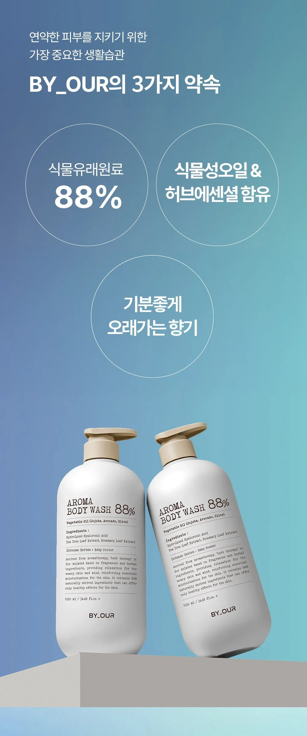 BY.OUR AROMA BODY WASH 88% Baby Powder 1.02L Detail