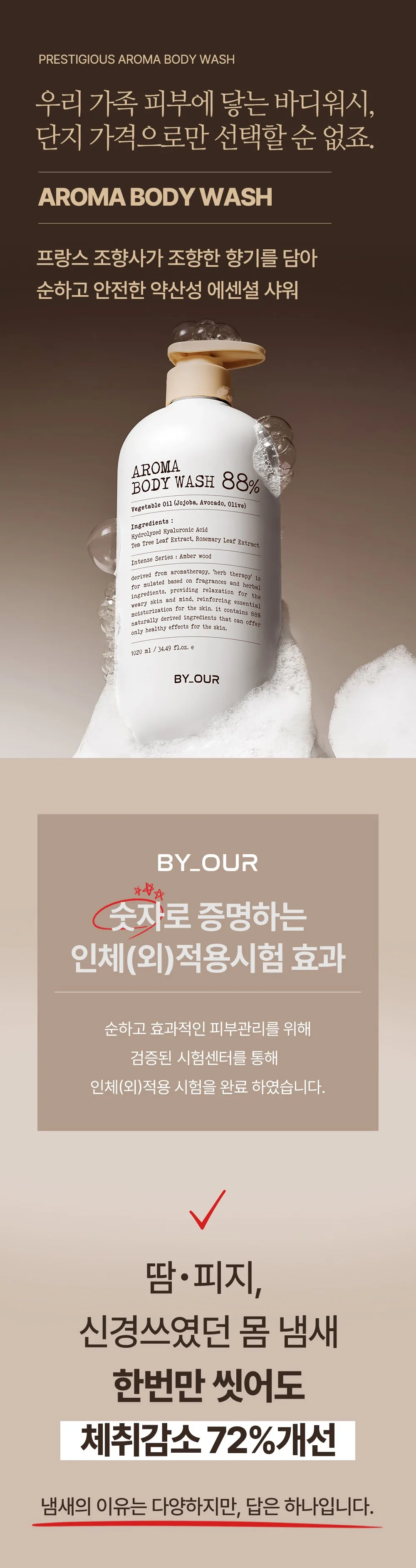 BY_OUR Aroma Body Wash 88% Vegetable Oil Amberwood Scent 1.02L Detail