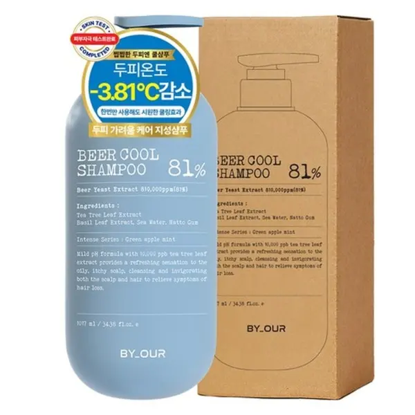 BY_OUR Beer Cool Shampoo 81% Hair Loss Care Green Apple Mint 500ml