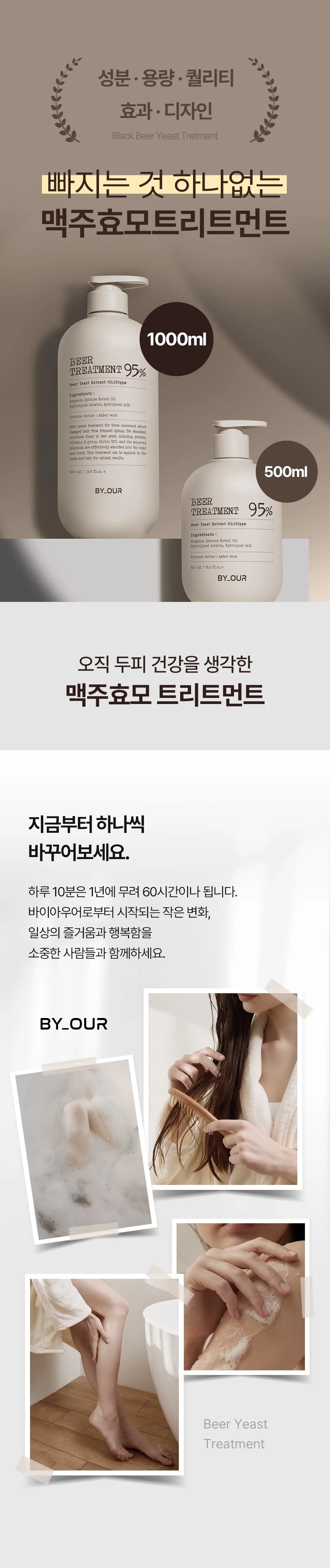 BY_OUR Beer Yeast Treatment 100,000ppm Protein Hair Treatment 1L Detail