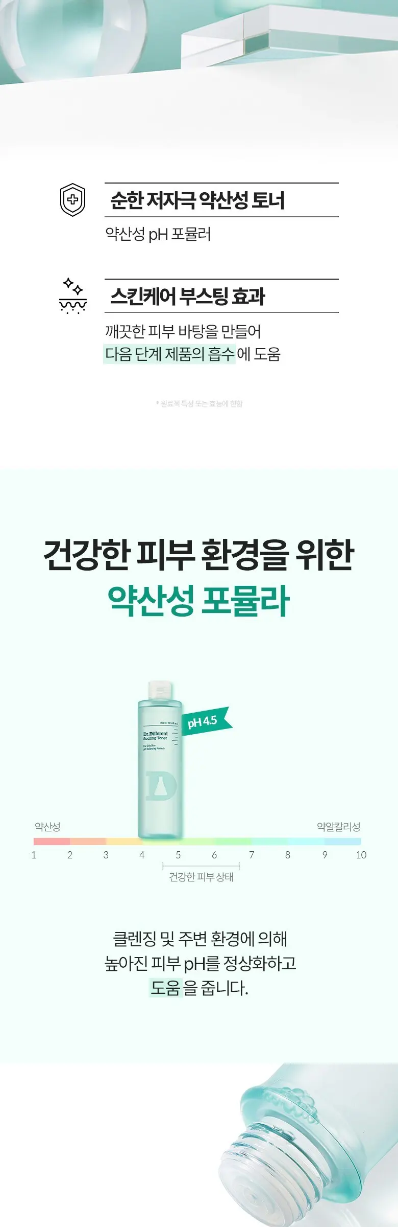 Dr.Different Scaling Toner 300ml - For Oily Skin, pH Balancing Formula Detail