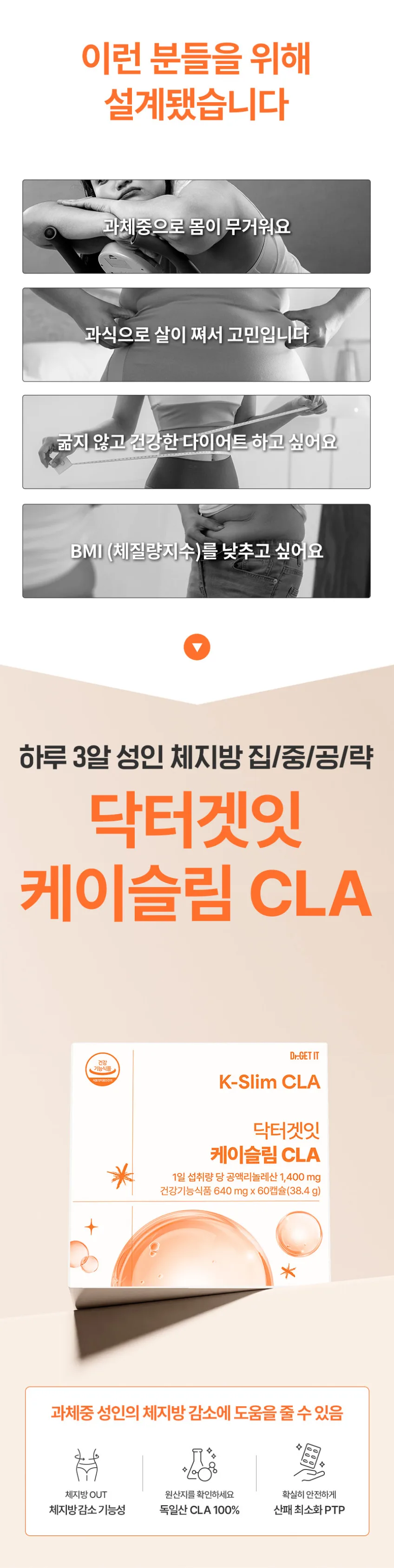 Dr.GET IT K-Slim CLA Functional Diet Supplement 640mg x 60 Capsules 4 Set Detail