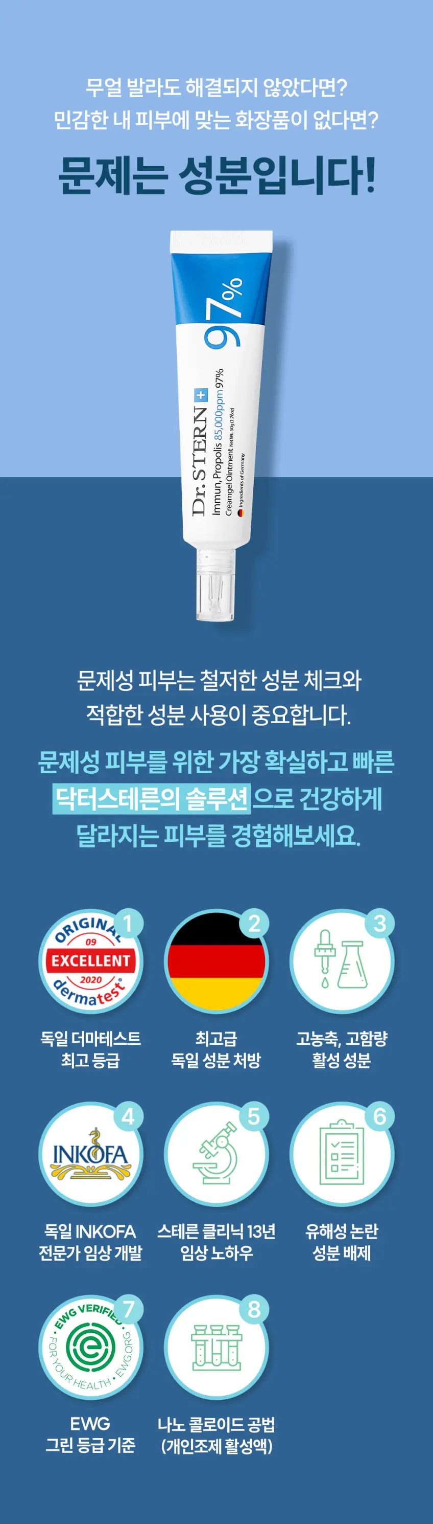 Dr.STERN Immun Propolis 85,000ppm 97% Creamgel Ointment 50ml Detail