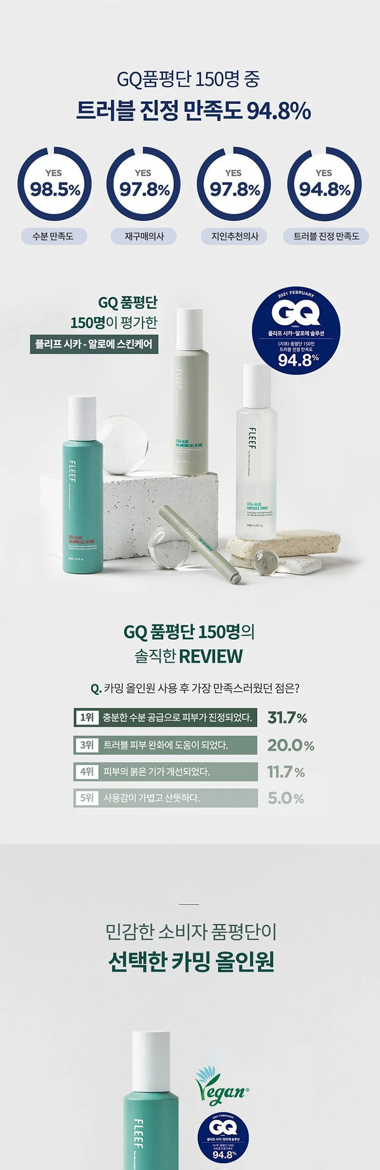 FLEEF CICA-ALOE Ampoule Toner + CICA-ALOE Calming All In One SET 200ml x 2, Acne-Prone Skin Test Completed, Made in Korea Detail