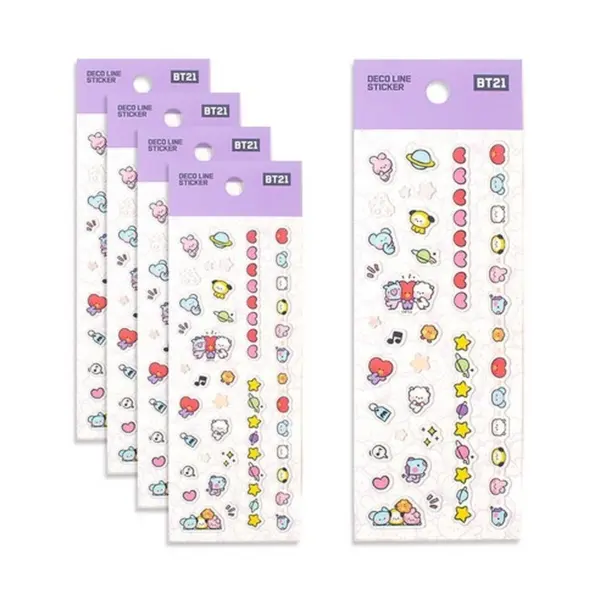 STUDIO EIGHT BT21 Minini Deco Line Stickers Mixed Color 5 Sheets
