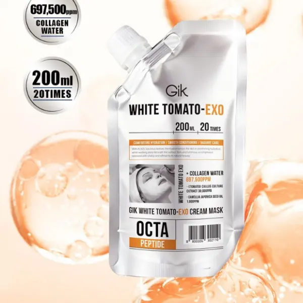 Gik White Tomato Exo 200ml - Tone-up, Radiance, Moisture, Soothing Sleeping Cream Applyable Mask Pack