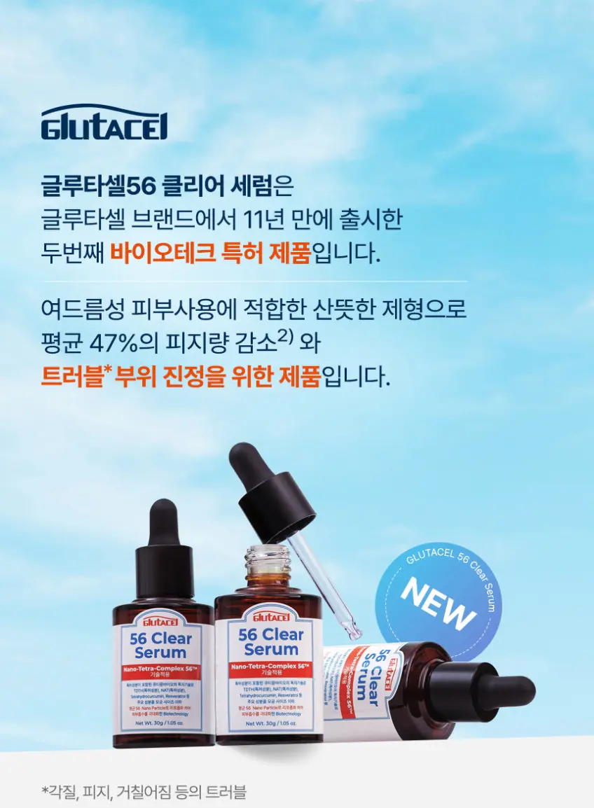 Glutacel 56 Clear Serum 30g, Trouble Soothing & Sebum Reduction, 3+1 Event Detail