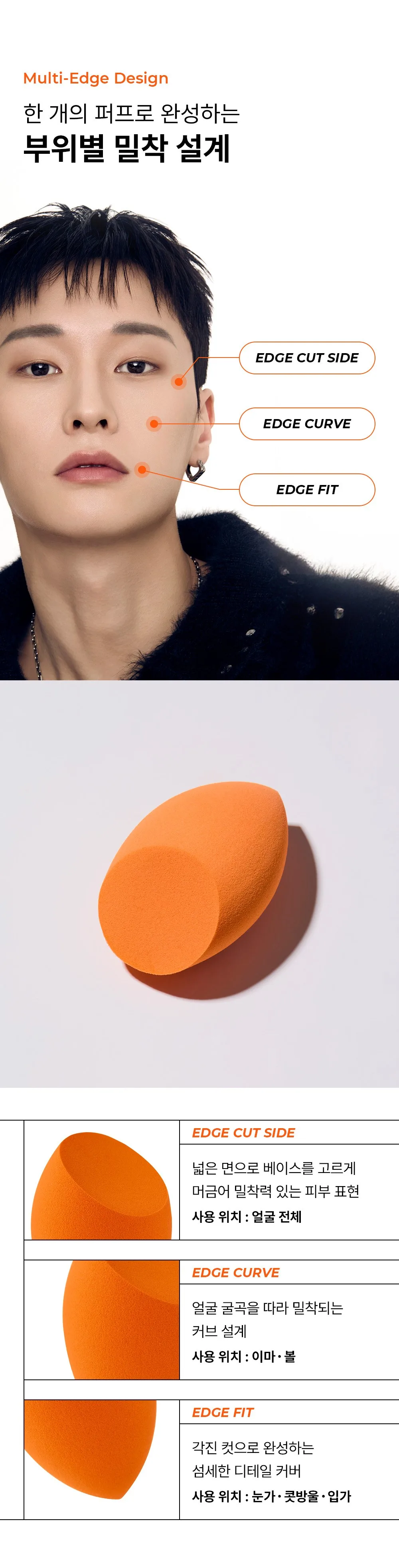 GRAFEN Edge-Cut Blender Puff Makeup Puff 1pc Detail