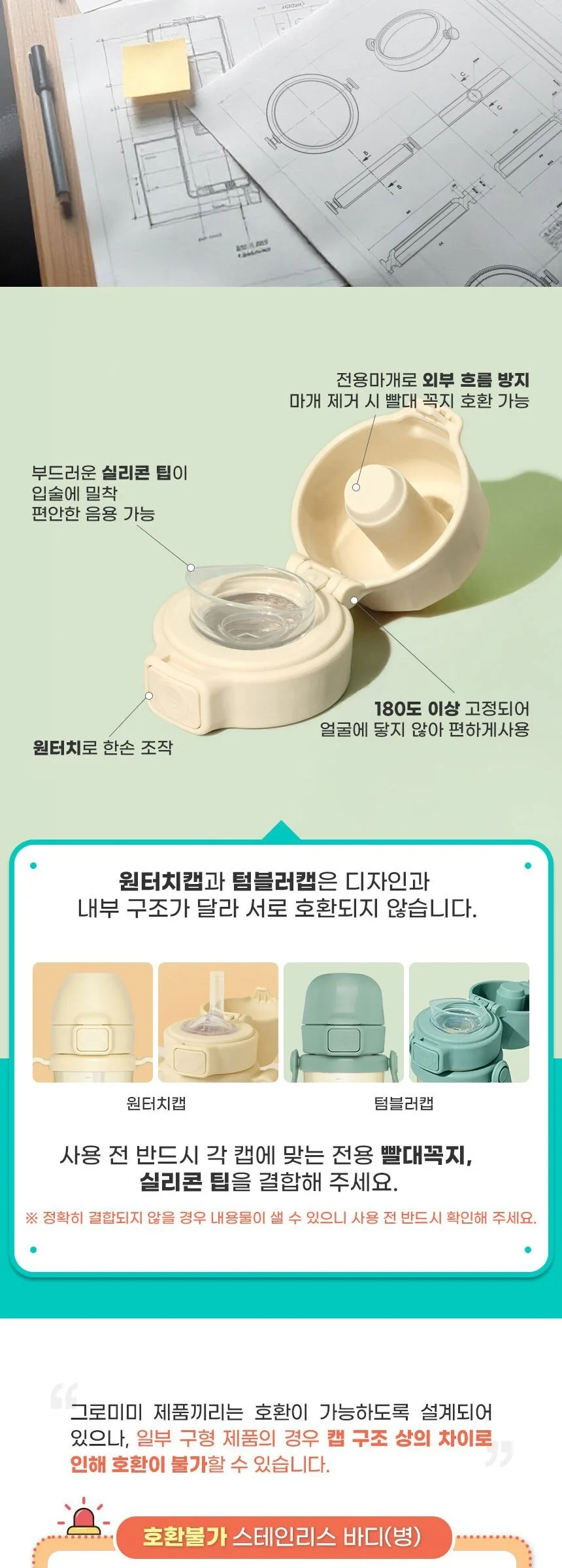Gromimi Tumbler Cap Sweet Peach + Silicone Tip Set Detail