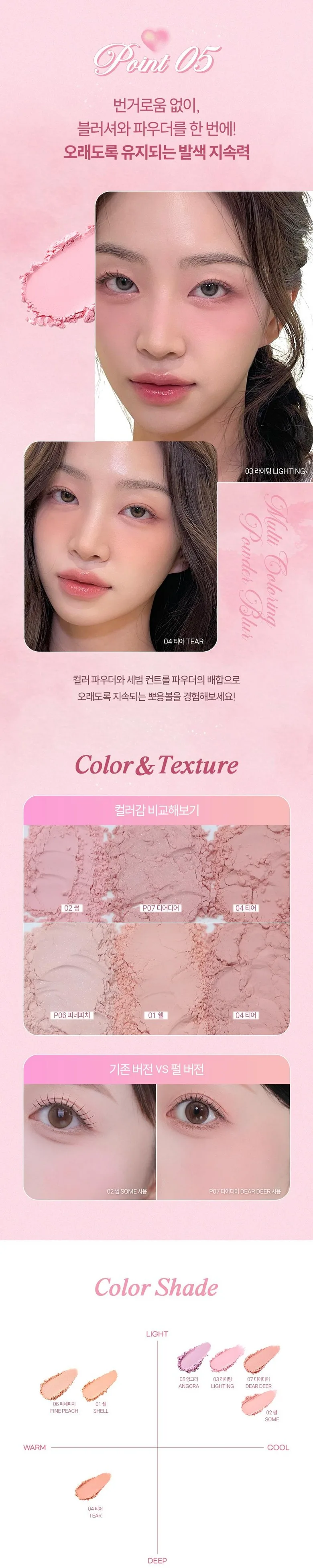 haming Multi Coloring Powder Blur 1ea (7 Colors, 03 Lighting) - Korean Cheek Blush Powder Detail