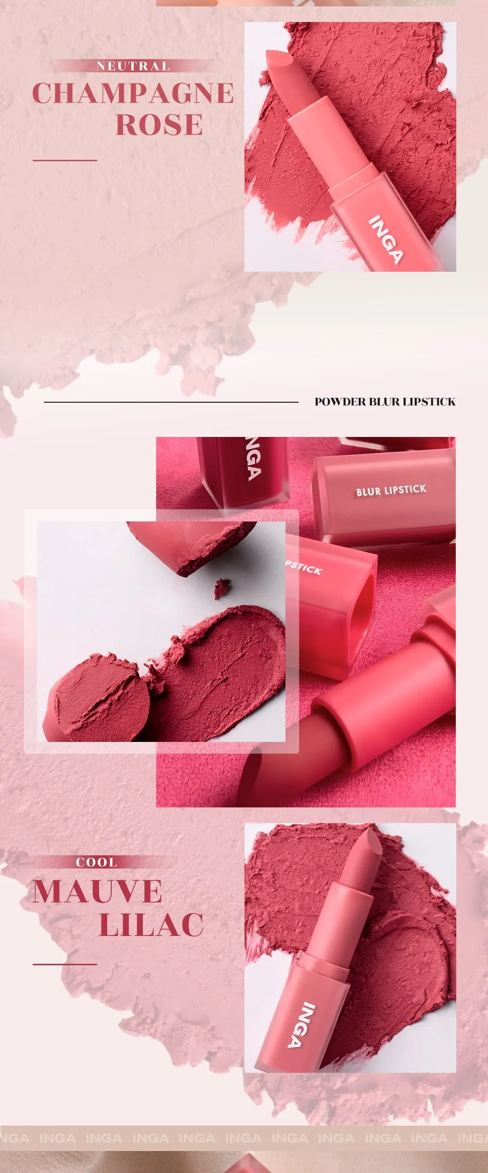 INGA Powder Blur Lipstick - 쿨리쉬 체리 (1pc) Detail