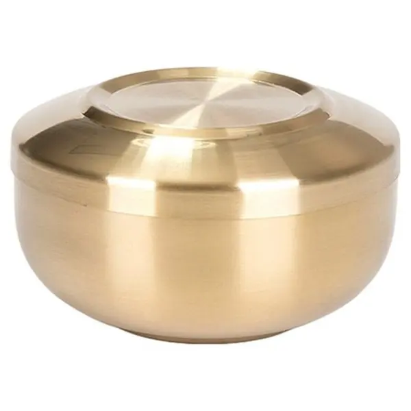 KitchenArt Titanium Double-Walled Brass Bowl with Lid, Gold