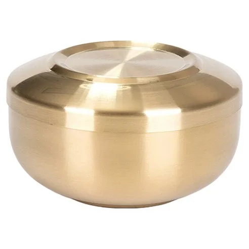 KitchenArt Titanium Double-Walled Brass Bowl with Lid, Gold