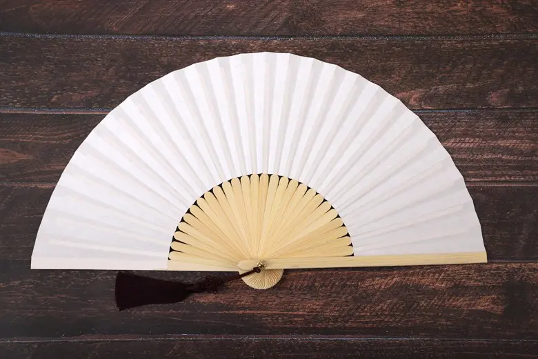 Korean Traditional Jeonju Hapjukseon Bamboo Fan, Plum Blossom Ink Painting Design, 1 Piece Detail