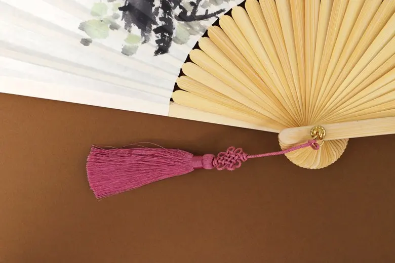 Korean Traditional Jeonju Hapjukseon Bamboo Fan, Plum Blossom Ink Painting Design, 1 Piece Detail